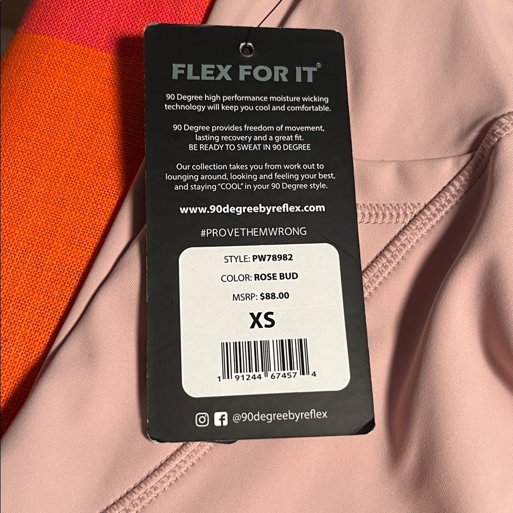 90 Degree By Reflex Blush Rose Bud Active Leggings, Size XS - Picture 6 of 6